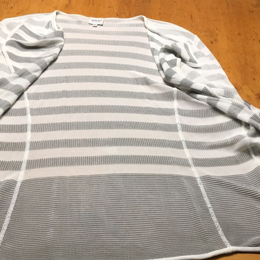 Armani Collezioni Maritime Chic Striped Knit Blazer Cardigan Size 10 Italy - Picture 9 of 13